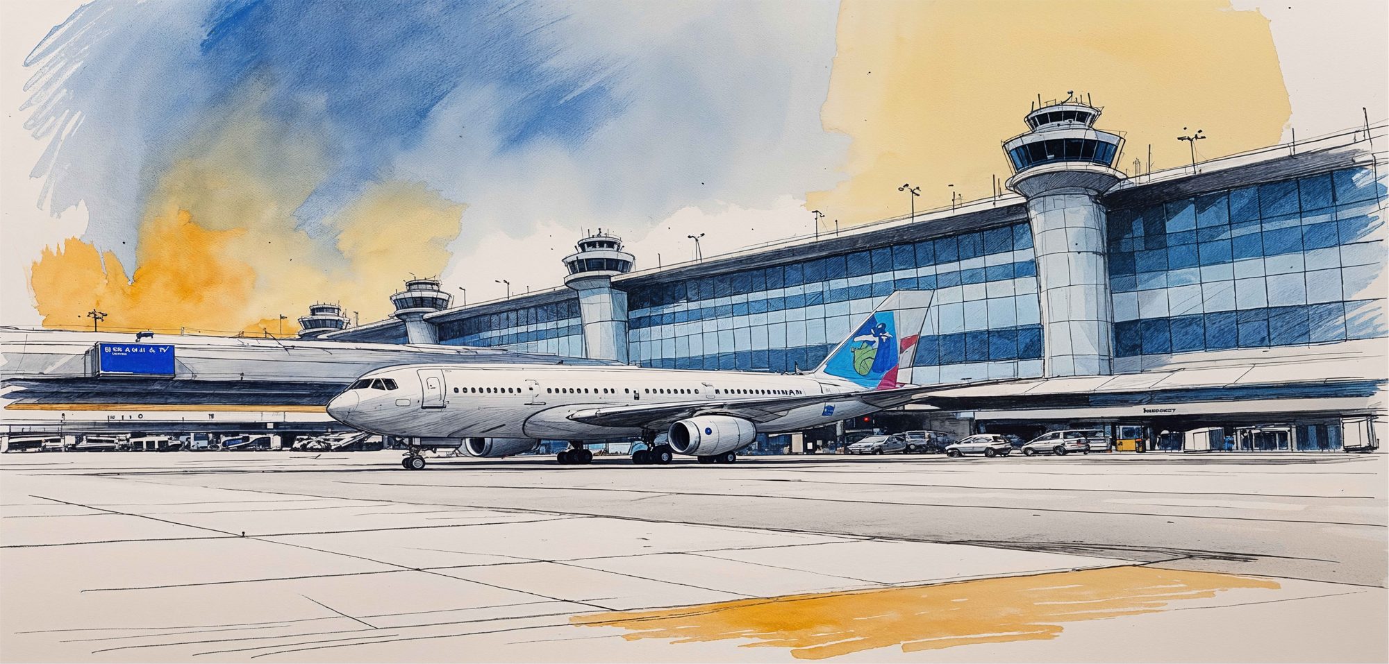Diseño de papel mural Aeropuerto, colección Ilustración