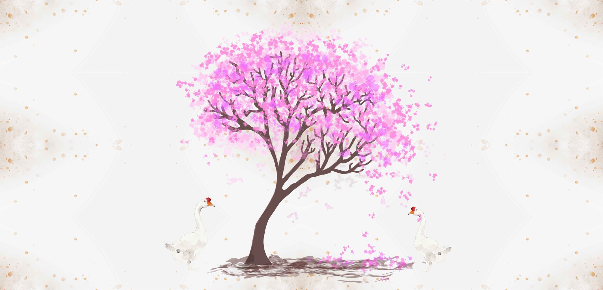 Diseño de papel mural Árbol Rosa, colección Naturaleza